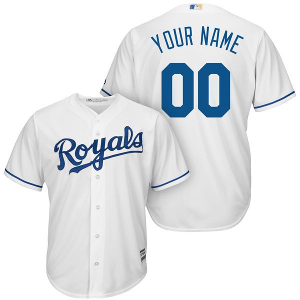 Men Kansas City Royals Majestic White Home Cool Base Custom MLB Jersey